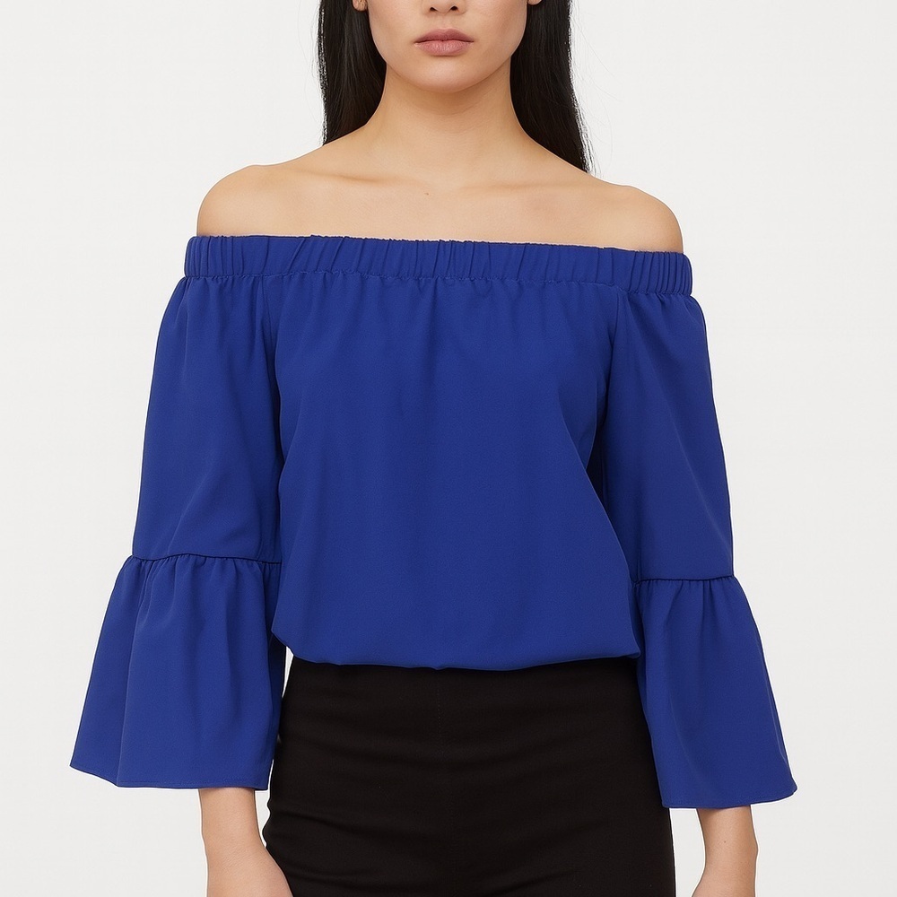 NWT Elegant Boutique Blue Off-Shoulder Women's Top